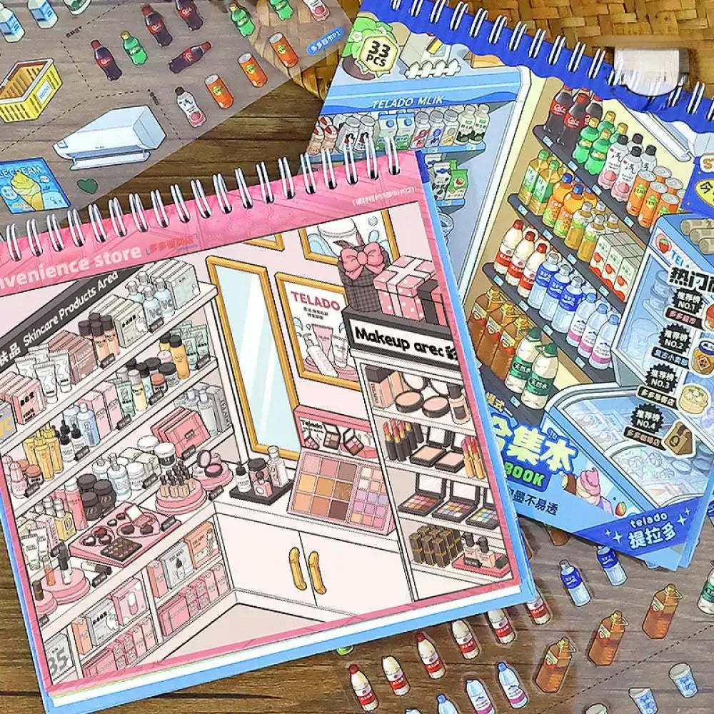 【人気商品】3D 造景ステッカー 入れる合集本 1：街角物語＆生活の彩り店舗集